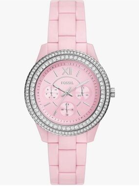 Fossil Pink Crystal Bezel Multifunction Women’s Watch
